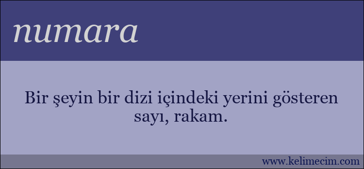 numara kelimesinin anlamı ne demek?