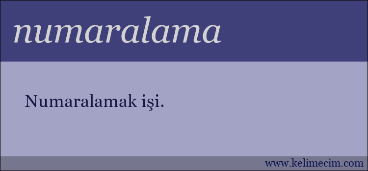 numaralama kelimesinin anlamı ne demek?