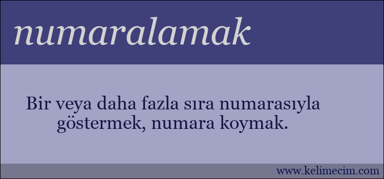 numaralamak kelimesinin anlamı ne demek?