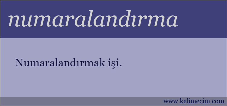 numaralandırma kelimesinin anlamı ne demek?