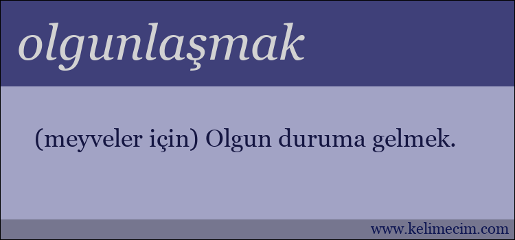 olgunlaşmak kelimesinin anlamı ne demek?