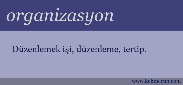 organizasyon kelimesinin anlamı ne demek?