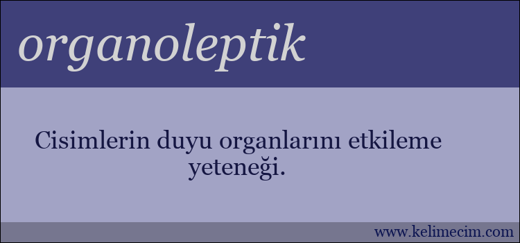 organoleptik kelimesinin anlamı ne demek?