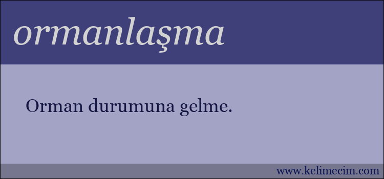 ormanlaşma kelimesinin anlamı ne demek?