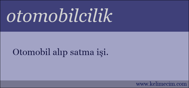 otomobilcilik kelimesinin anlamı ne demek?