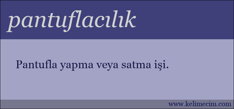 pantuflacılık kelimesinin anlamı ne demek?