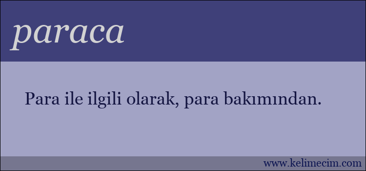 paraca kelimesinin anlamı ne demek?