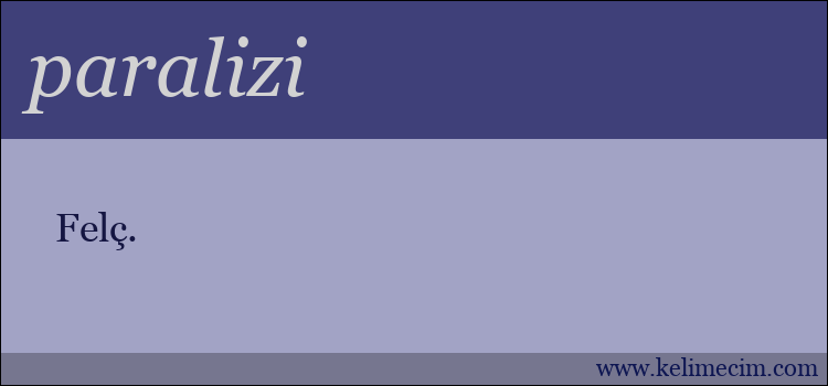 paralizi kelimesinin anlamı ne demek?