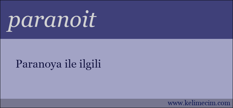 paranoit kelimesinin anlamı ne demek?