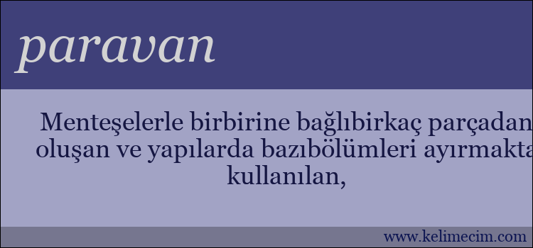 paravan kelimesinin anlamı ne demek?