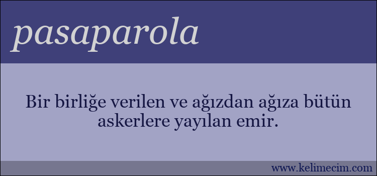 pasaparola kelimesinin anlamı ne demek?