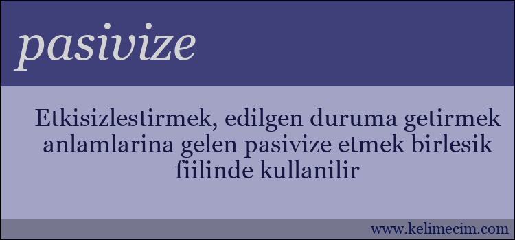 pasivize kelimesinin anlamı ne demek?