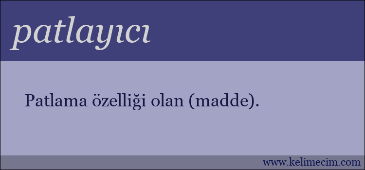 patlayıcı kelimesinin anlamı ne demek?