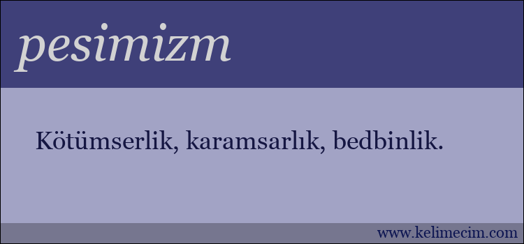 pesimizm kelimesinin anlamı ne demek?