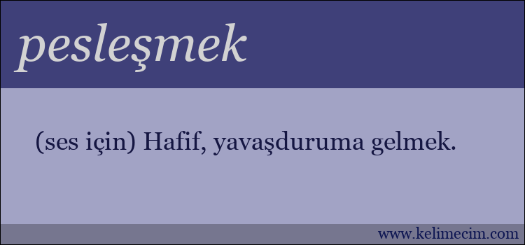pesleşmek kelimesinin anlamı ne demek?