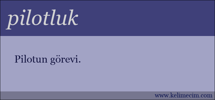 pilotluk kelimesinin anlamı ne demek?