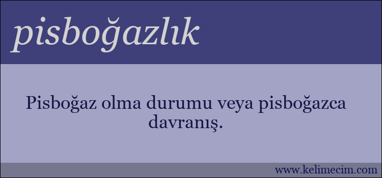 pisboğazlık kelimesinin anlamı ne demek?