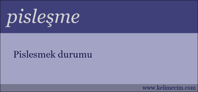 pisleşme kelimesinin anlamı ne demek?