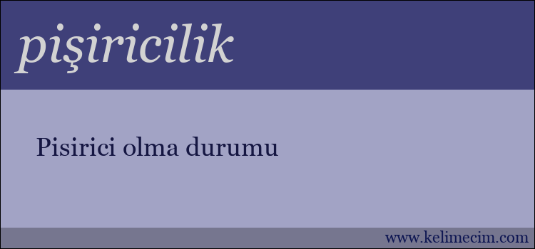 pişiricilik kelimesinin anlamı ne demek?