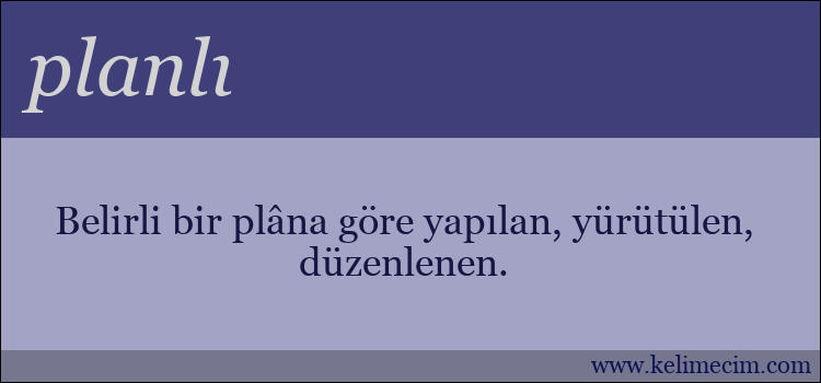 planlı kelimesinin anlamı ne demek?