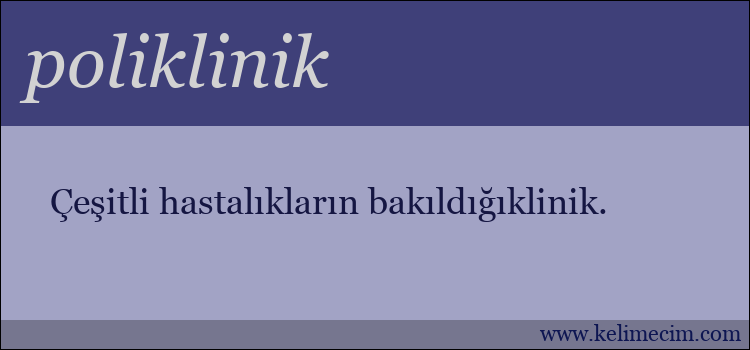 poliklinik kelimesinin anlamı ne demek?