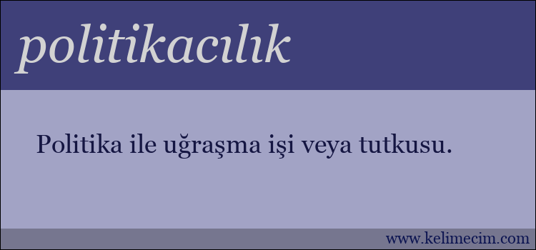 politikacılık kelimesinin anlamı ne demek?