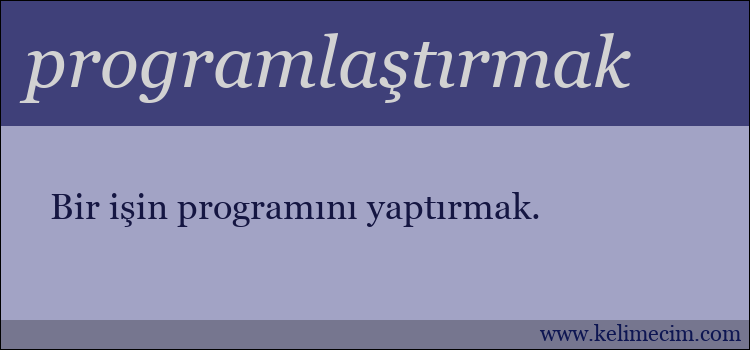 programlaştırmak kelimesinin anlamı ne demek?