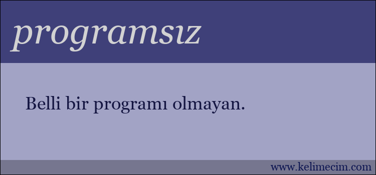 programsız kelimesinin anlamı ne demek?