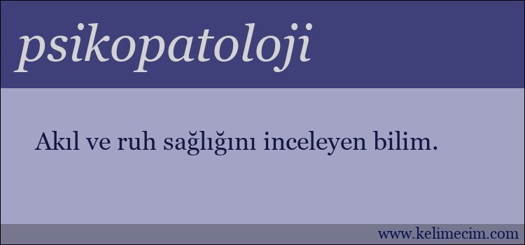 psikopatoloji kelimesinin anlamı ne demek?