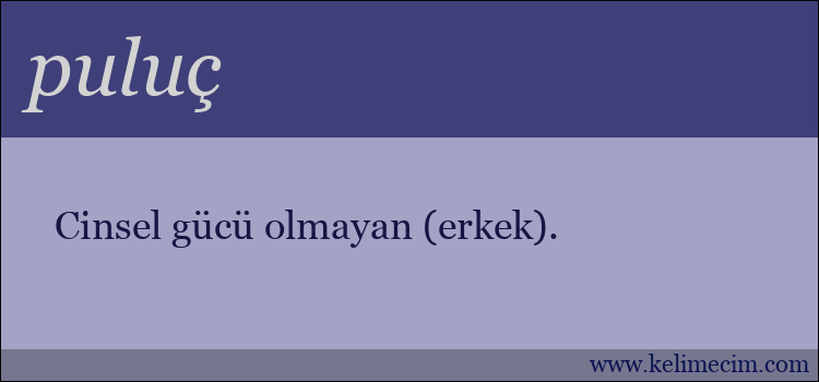 puluç kelimesinin anlamı ne demek?