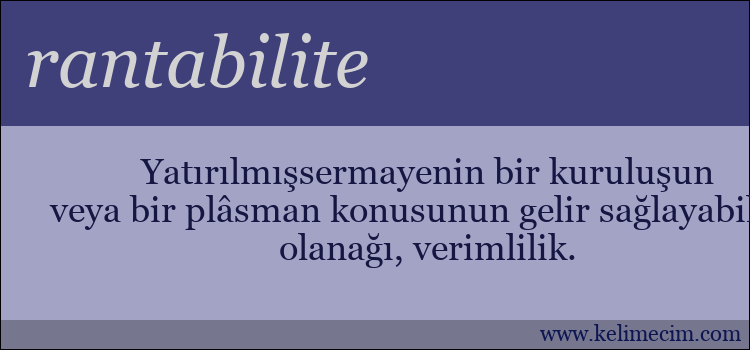 rantabilite kelimesinin anlamı ne demek?