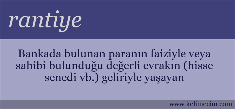 rantiye kelimesinin anlamı ne demek?