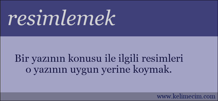 resimlemek kelimesinin anlamı ne demek?