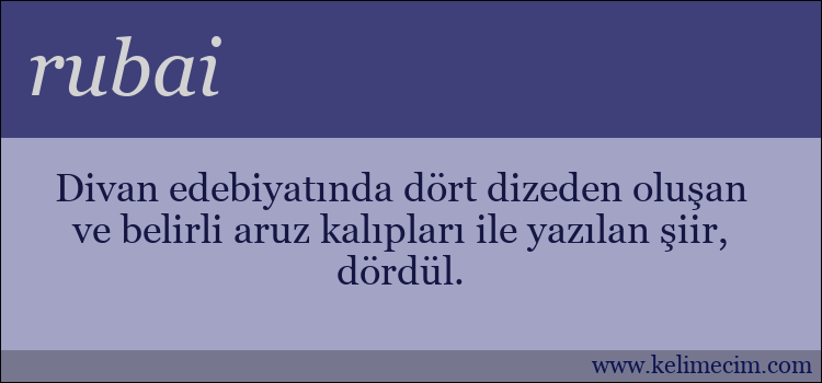 rubai kelimesinin anlamı ne demek?