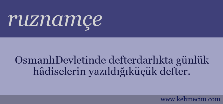 ruznamçe kelimesinin anlamı ne demek?