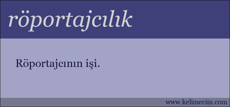 röportajcılık kelimesinin anlamı ne demek?