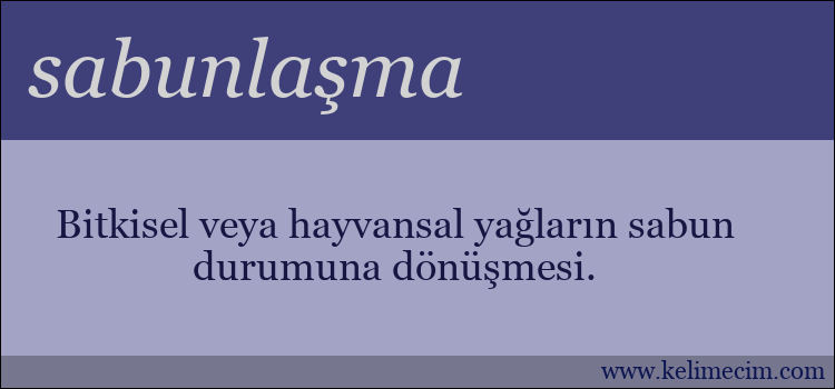 sabunlaşma kelimesinin anlamı ne demek?