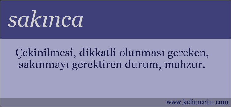 sakınca kelimesinin anlamı ne demek?