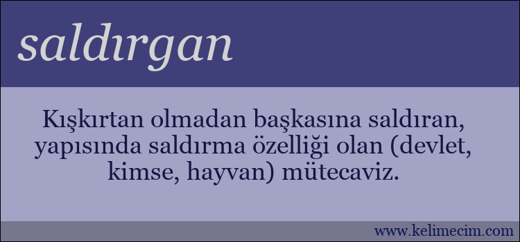 saldırgan kelimesinin anlamı ne demek?