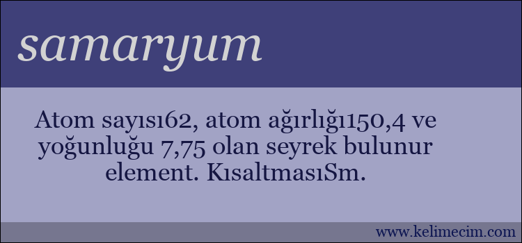 samaryum kelimesinin anlamı ne demek?