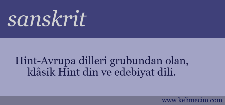 sanskrit kelimesinin anlamı ne demek?