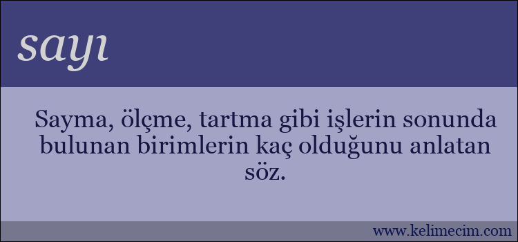 sayı kelimesinin anlamı ne demek?