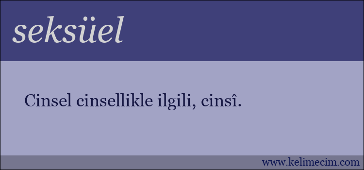 seksüel kelimesinin anlamı ne demek?