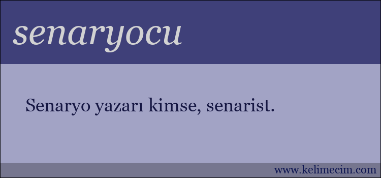 senaryocu kelimesinin anlamı ne demek?