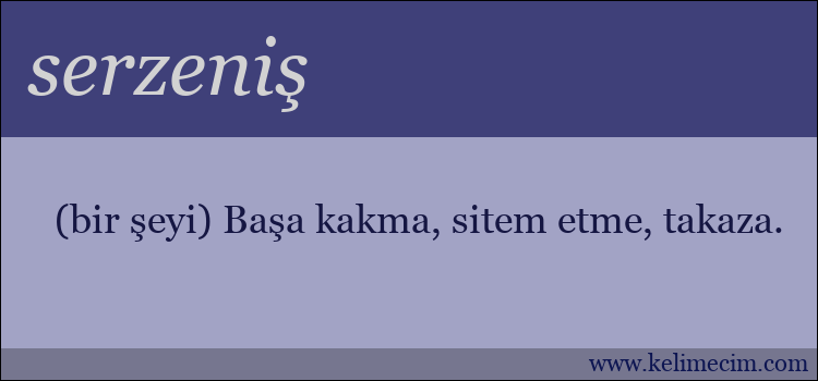 serzeniş kelimesinin anlamı ne demek?