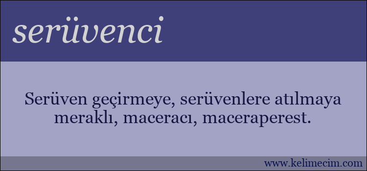 serüvenci kelimesinin anlamı ne demek?