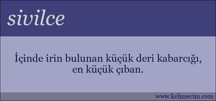 sivilce kelimesinin anlamı ne demek?