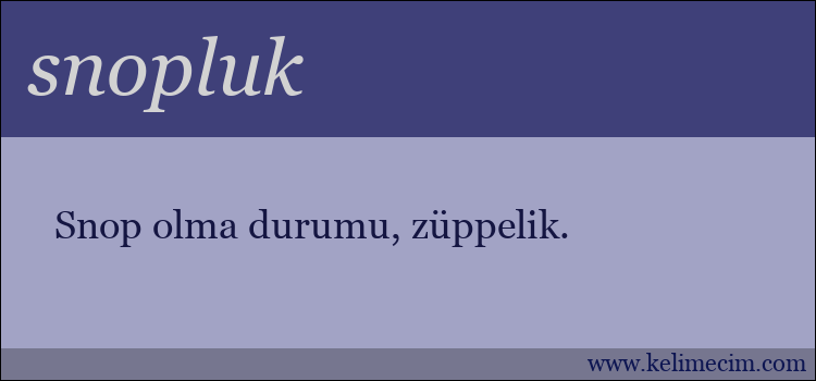 snopluk kelimesinin anlamı ne demek?