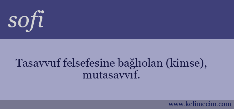 sofi kelimesinin anlamı ne demek?