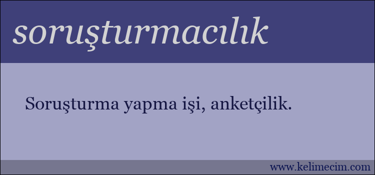 soruşturmacılık kelimesinin anlamı ne demek?